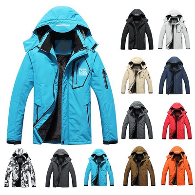 Men's Waterproof Adjustable Ski Jacket Warm Winter Snow Coat Hooded Raincoat