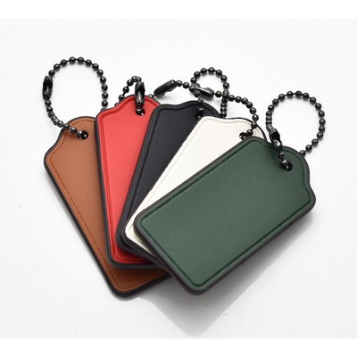 Medium Genuine Leather Keychain with Metal Ball Chain