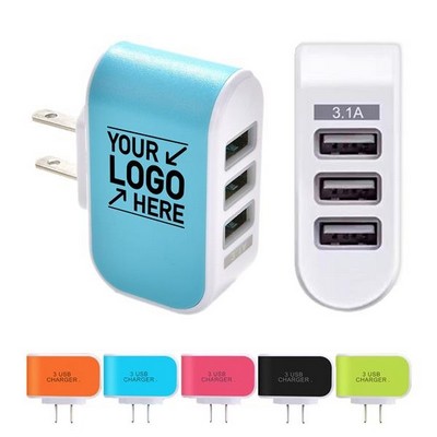 3USB candy charger LED light phone charger 3USB charging head Multi-port USB charger