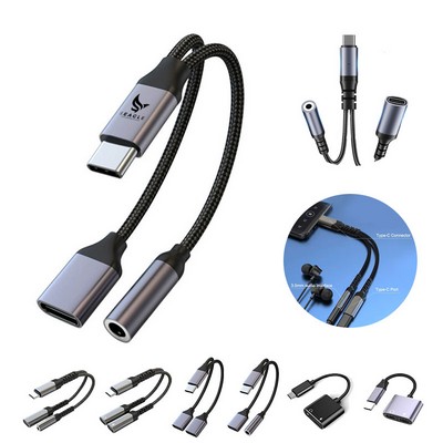 2-in-1 USB C Headphone Adapter & Charger Splitter