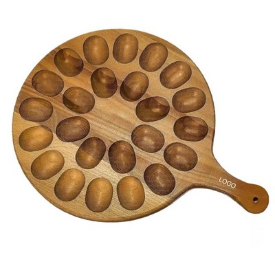 Wooden Egg Storage Tray Multi Slot Solid Wood Kitchen Organizer Display Rack