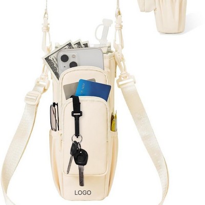 Insulated Water Bottle Holder Adjustable Crossbody Thermal Cup Bag Outdoor Sports Drink Carrier