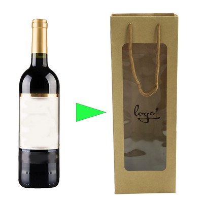 Window Wine Bottle Gift Bag With Handle For Bottles And Flowers