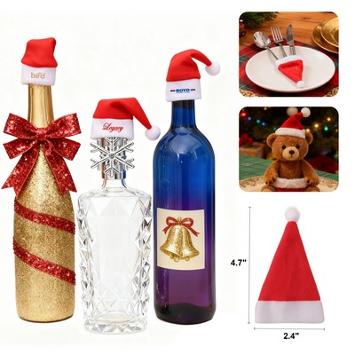 Mini Christmas Santa Hat Bottle Cap And Cutlery Set