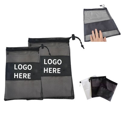 Compact Nylon Mesh Tote with Drawstring