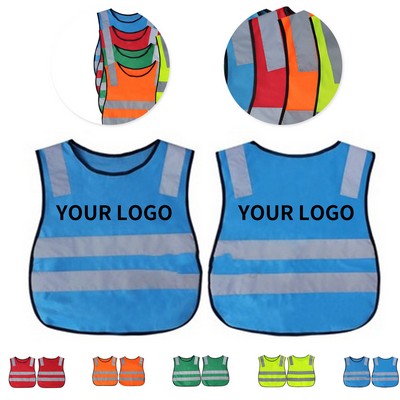 Polyester Kids Safety Vest With Reflective Trim