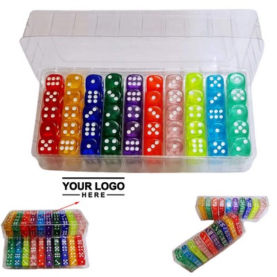 Transparent Colored Dice Set – 100 Pieces