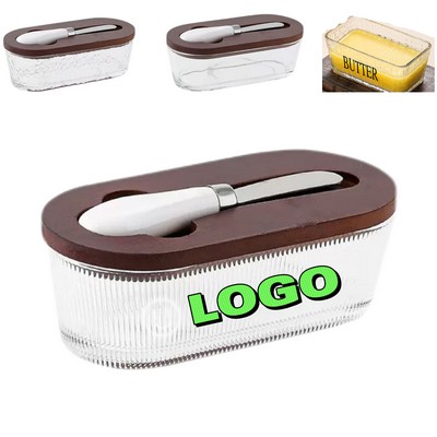 Airtight Rectangular Butter Container with Lid and Spatula