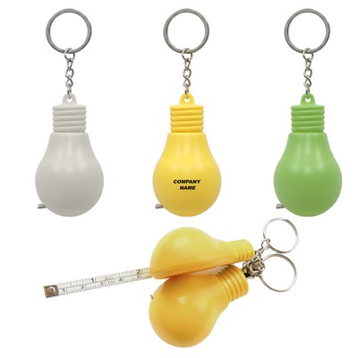 Light Bulb Shaped Tape Measure Keychain