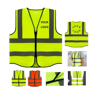 Front Zip Reflective High Visibility Safety Vest