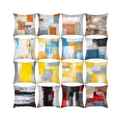 Geometric Abstract Peach Skin Velvet Pillow Cover for Sofa Decor