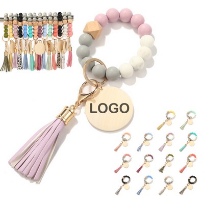 Silicone Wood Bracelet Keychain