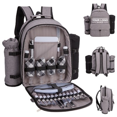 Insulated Picnic Backpack with Tableware Set