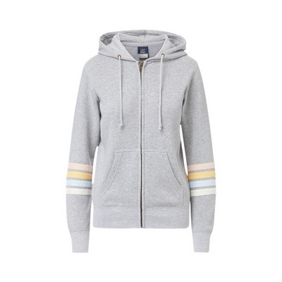 Naamah Cotton-Poly Sleeve Stripe Full Zip Hoodie