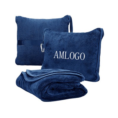 Plush Blanket with Built-In Pillow