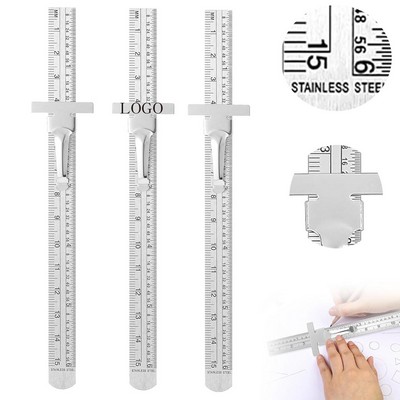 6" 15 cm Pocket Ruler Flexible Stainless Steel with Detachable Clips