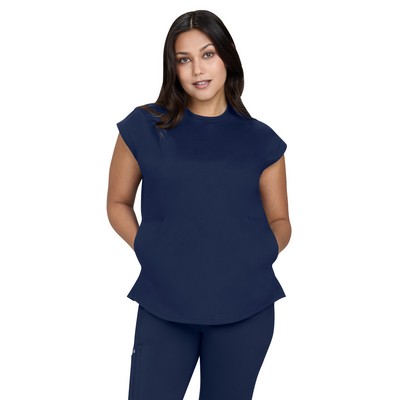 Basics - Women's Two-Pocket Round Neck Scrub Top