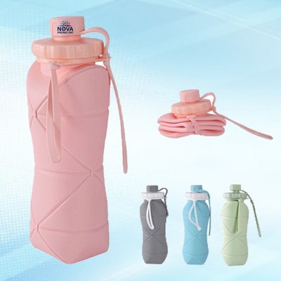 20-Ounce Silicone Collapsible Water Bottle for Convenient and Space-Saving Hydration on the Go