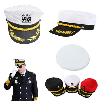 Classic White Captain-Style Costume Hat