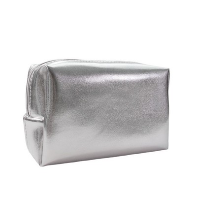 Silver PU Cosmetic Bag