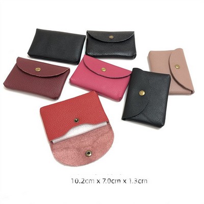 Leather Mini Card Holder with Snap Closure