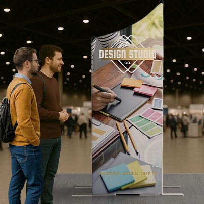 6.5' Magnetic Modular Fabric Display- Two Sloped & Straight Banner Stands (Double Sided)