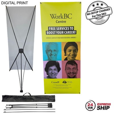 24Hr Express Ship - Tripod Banner with Graphics, (33.5"x80"), and Bag. NO SETUP CHARGE