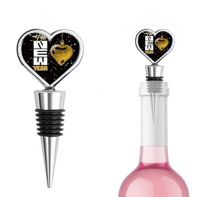Heart Resin Sticker Metal Wine Stopper