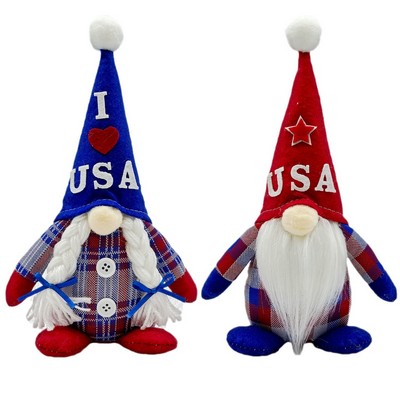 Patriotic American Flag Gnome Independence Day Faceless Doll Stars & Stripe Rudolf Plush