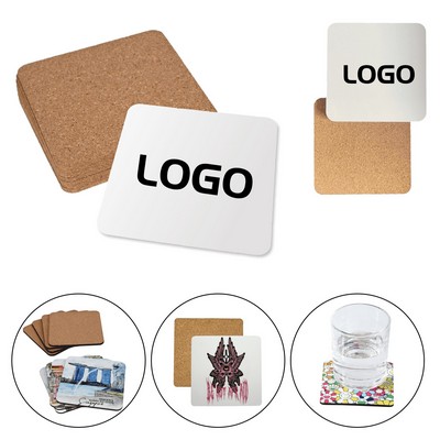 Heat Insulating And Anti-Slip Cork Coaster With Custom Full Color Print