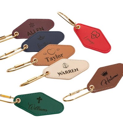 Vintage PU Leather Double-Sided Keychain