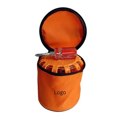 3-Pack Magnetic LED Roadside Flare Kit with Storage Bag & Tool