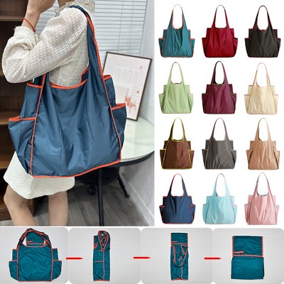 Foldable Waterproof Lightweight Large-Capacity Reusable Shopping Bag 11 x 12 x 4.3"