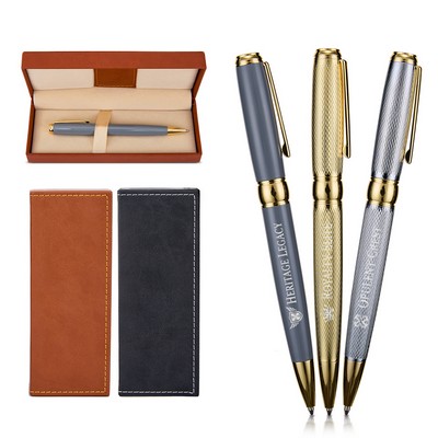 Premium Twist Metal Pen & PU Gift Set