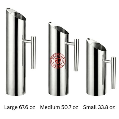 1L Stainless Steel Slanted Water Pitcher with Straight Handle