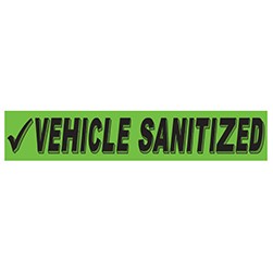 "VEHICLE SANITIZED" Green/Black Rectangle Slogan Vinyl Sticker