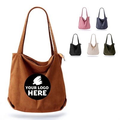 Spacious Corduroy Tote Bag