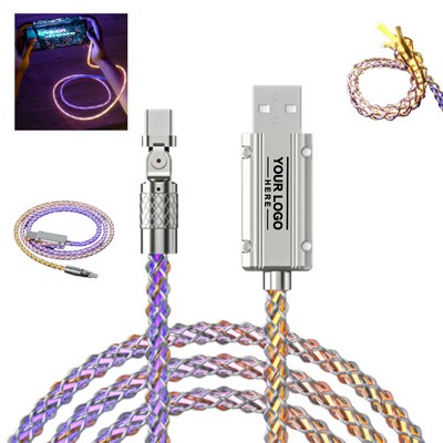 RGB Glowing Braided Type-C Cable with Right-Angle Connector