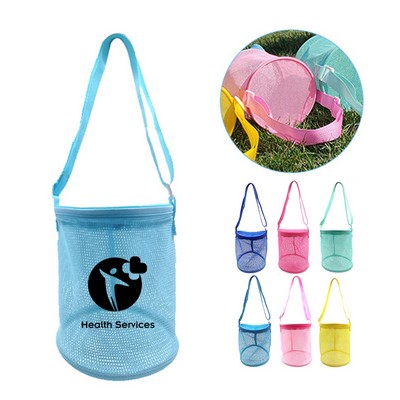 Solid Color Beach Toy Mesh Bag Kids Shell Collecting