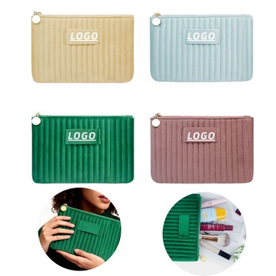 Quilted Velvet Zip Storage Pouch