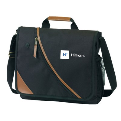 600D Polyester Leatherette Deluxe Executive Messenger Bag