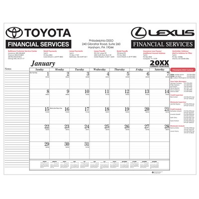 Desk Pad Calendar w/Gummed Head or Foot & No Corners