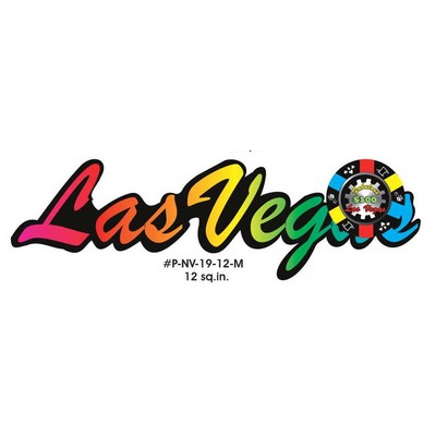 Las Vegas w/ Poker Chip Promotional Magnet w/ Strip Magnet (12 Square Inch)