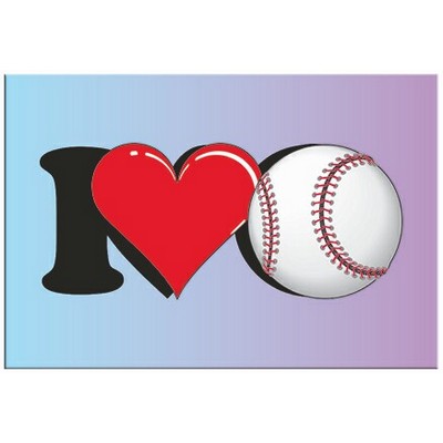 I Love Baseball Rectangle Badge w/ Bar Pin (2"x3")