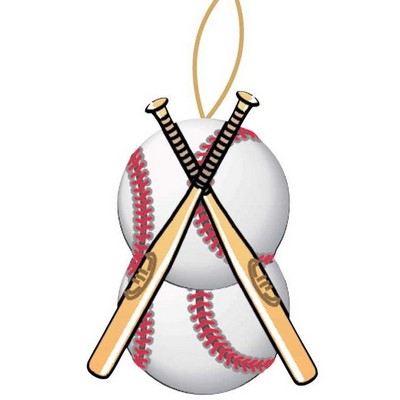 Baseballs & Bats Promotional Ornament w/ Black Back (6 Square Inch)