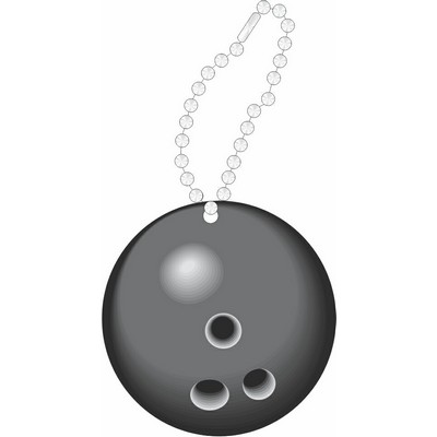 Gray Bowling Ball Promotional Key Chain w/ Black Back (12 Square Inch)