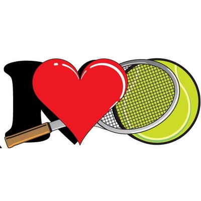 I Love Tennis w/ Racket Maxi Magnet (12 Square Inch)