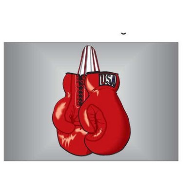 Boxing Gloves Rectangle Badge w/ Bar Pin (2"x3")