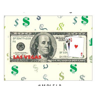 Las Vegas Blackjack $100 Bill Rectangle Badge w/ Bar Pin (2 1/2"x3 1/2")