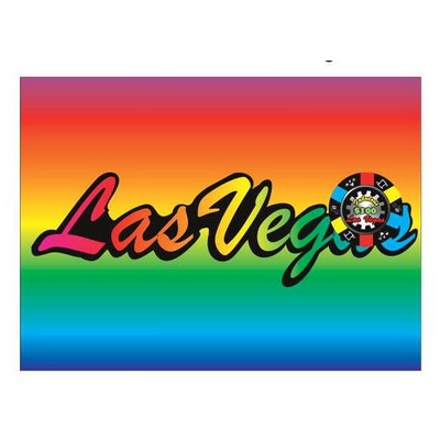 Las Vegas w/ Poker Chip Rectangle Badge w/ Bar Pin (2 1/2"x3 1/2")
